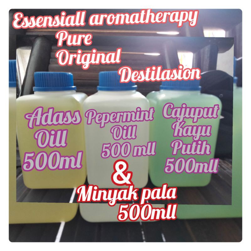 Adas oill , pepermint, cajuput 500mll pure aromatherapy