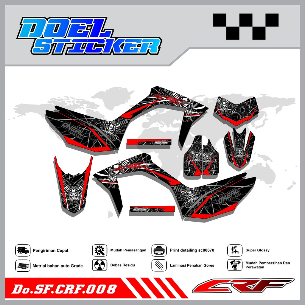 Sticker Striping Semifull CRF 150L List Variasi Hologram Pelangi,Crome Doel  008