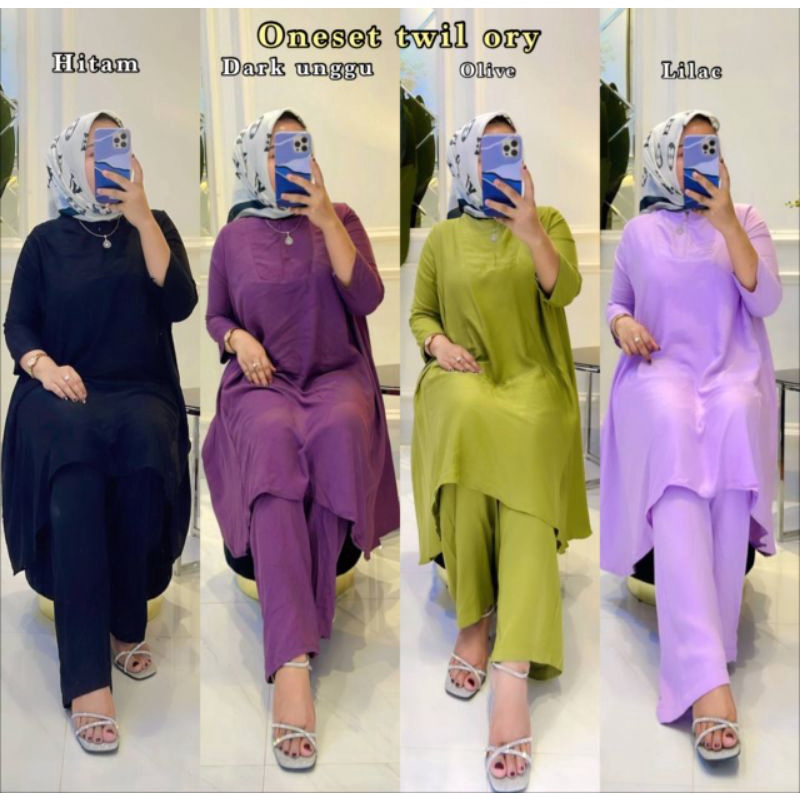 NEW ONE SET TWILL PREMIUM BEST SELLER SET LONG TUNIK VIRAL