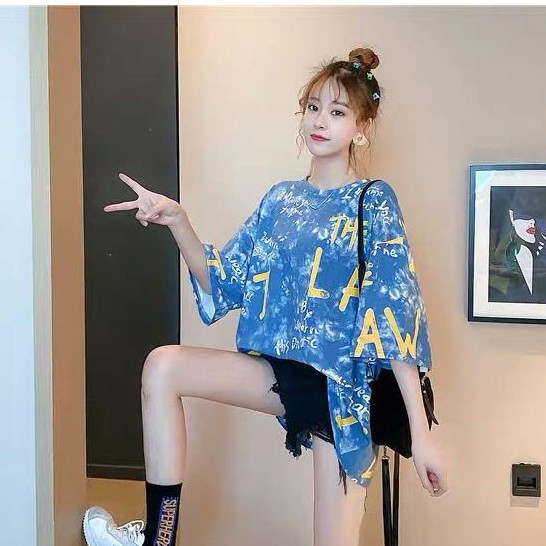 Oversize Tee Tshirt   Wanita Model Longgar Motif LAW