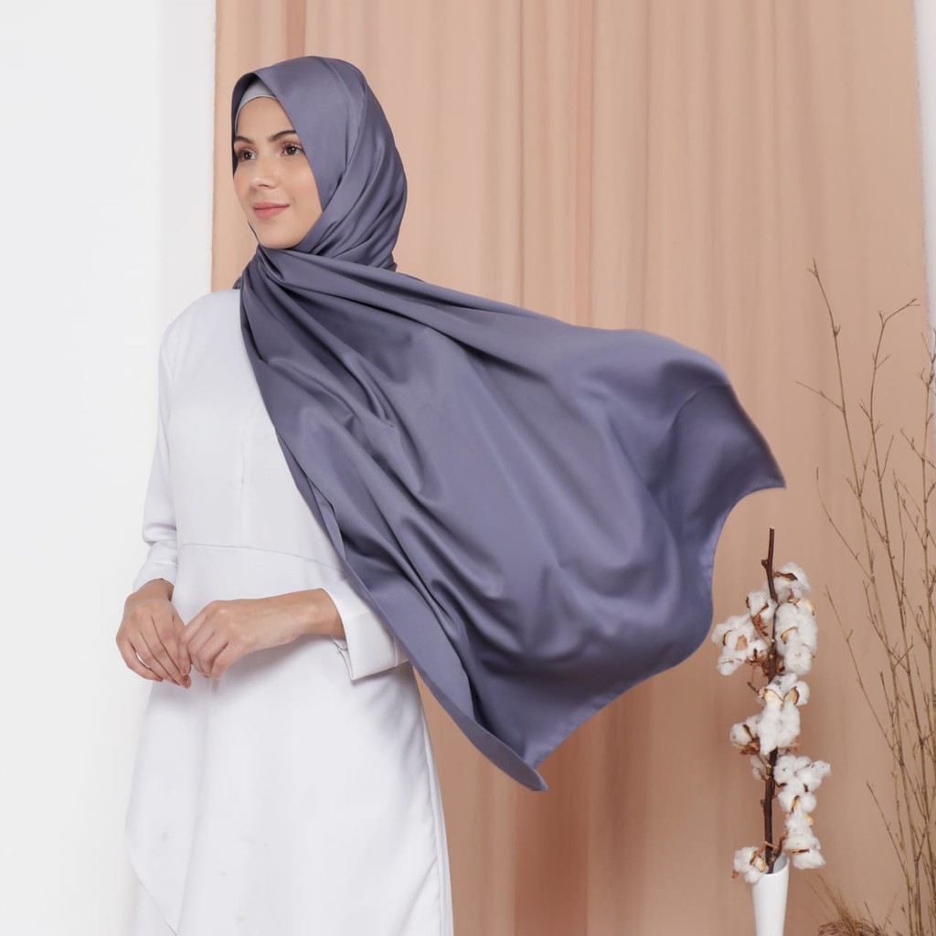 HIJAB JILBAB KERUDUNG PASHMINA SABYAN PREMIUM SATIN VELVET-GREY