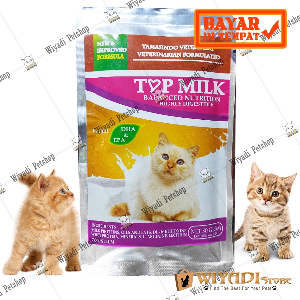 Susu TOP Milk - Susu Kucing Kitten rendah laktosa Membuat Aktif dan lincah