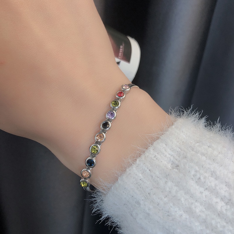 Gelang Tulang Ular Zirkon Kristal Warna-Warni Fashion Versi Korea