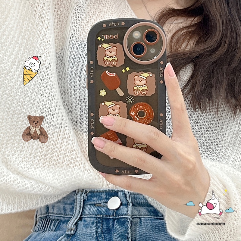 Casing Oppo A5s A16 A15 A57 2022 A12 A54 A7 A96 A55 A74 A3s A16K A95 A16E A31 A1K A12E A53 A33 A16s A5 A9 2020 A76 A35 A36 Reno 6z 5z 8 5 6 7 4F Sarung Bantal Lembut Motif Beruang