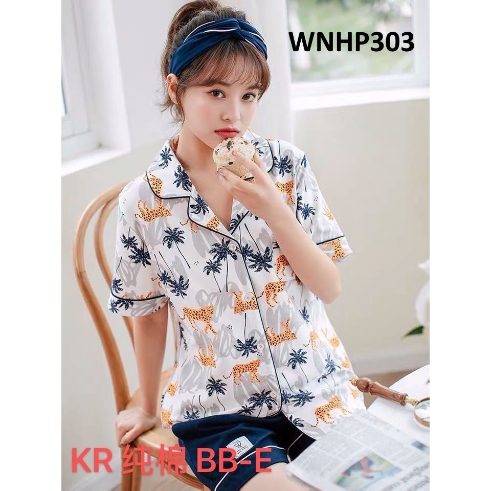 Baju Tidur Wanita Kancing Depan Celana Pendek Motif