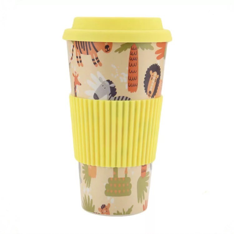 Reusable Bamboo Fiber Coffee Cup with Silicone Case