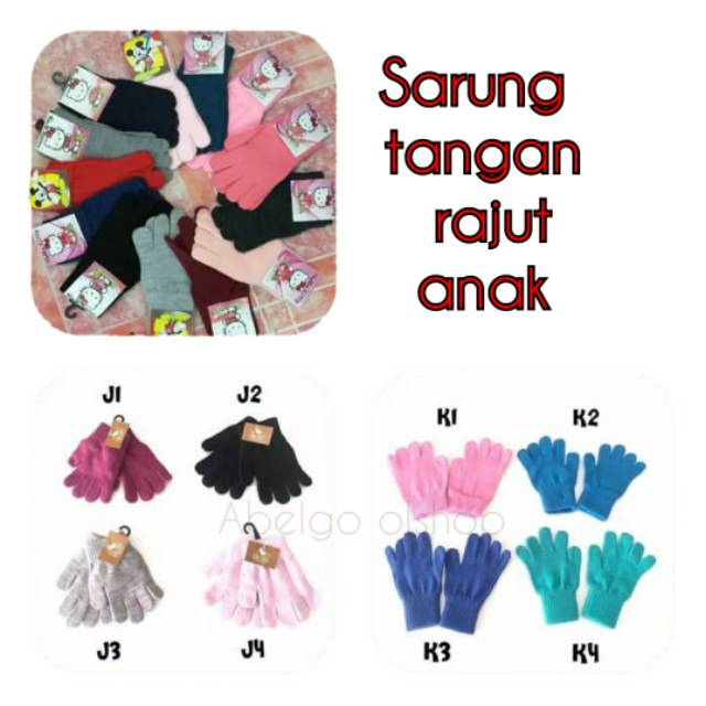 Sarung tangan anak/sarung tangan motor/sarung tangan rajut anak usia 3-14 tahun