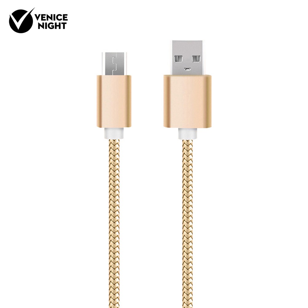 (Veni) Kabel Data/Charger Micro Usb Bahan Nilon Kepang 1m Untuk Android