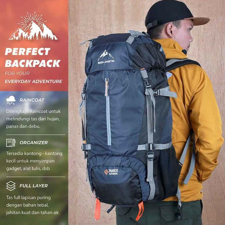 Tas Gunung 60 Liter Progess # Tas Tas Ransel Gunung 60L # Tas Hiking # Tas Carrier Outdoor # Tas Ran