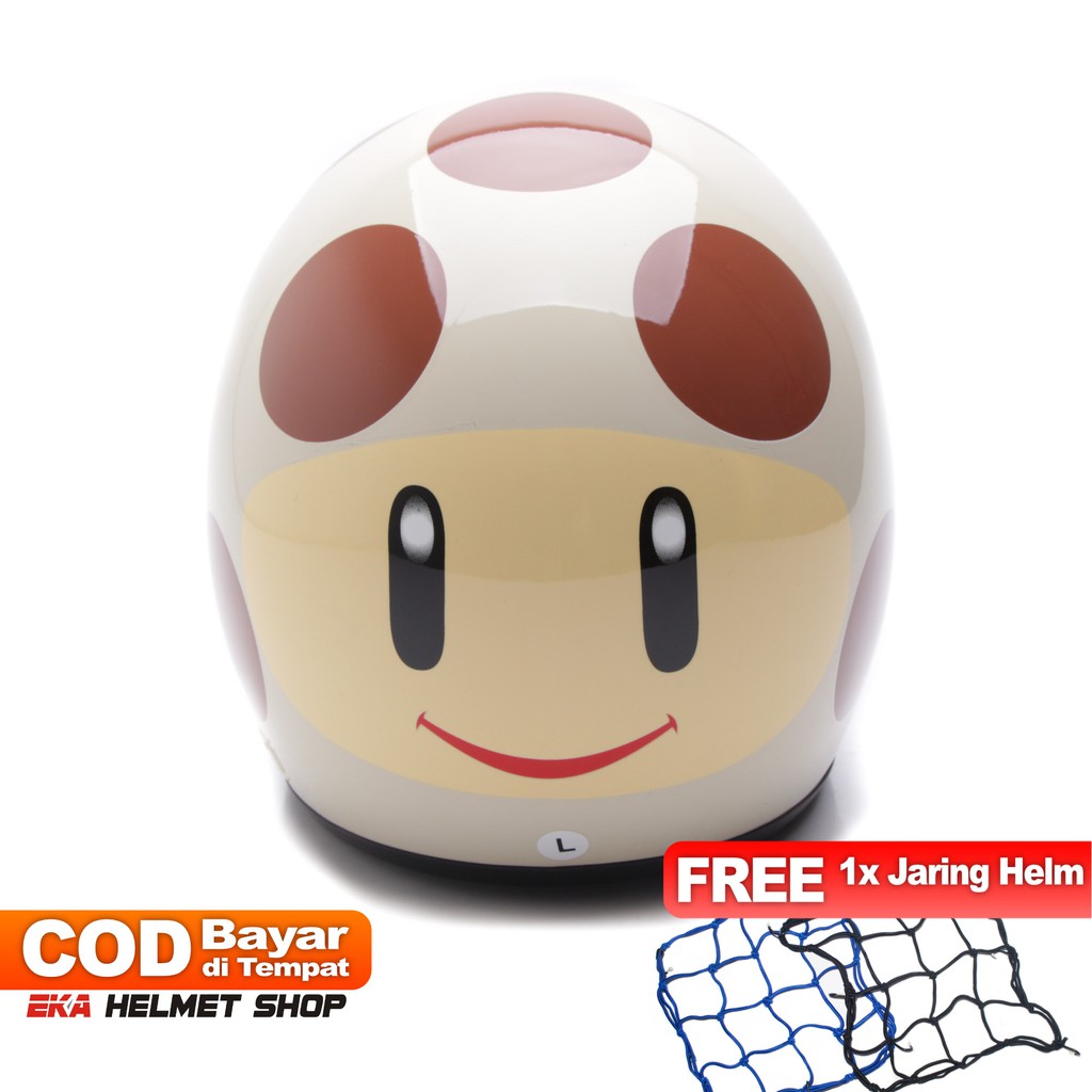 [Helm Dewasa] WTO Helm Retro - Jamur - Cream + Promo Gratis Jaring Helm