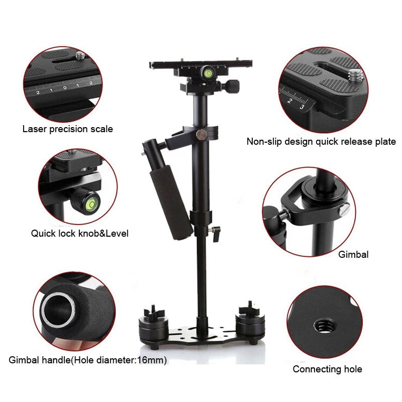 TaffSTUDIO S40 Stabilizer Steadicam Steadycam PROFESIONAL Camera DSLR Anti Getar gerak dan DV Video Maker For Camcorder Digital Camera Video Canon Nikon Sony DSLR Mini Action camera S40-S 40cm Professional Handheld Stabilizer Steadicam Camcorder PRO