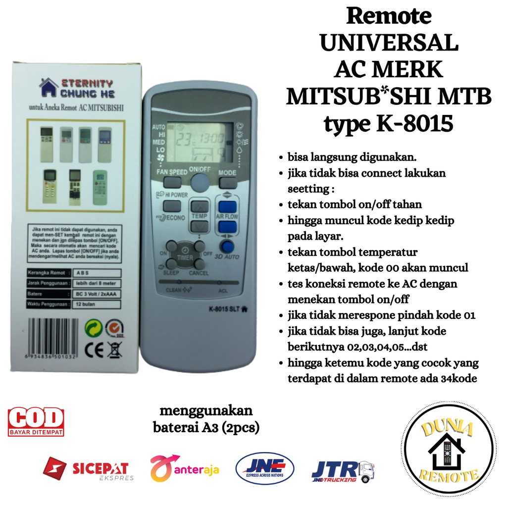 Remot Remote AC Mitsubishi electric UNIVERSAL MULTI 8015 RKX502A001P RKX502A001B