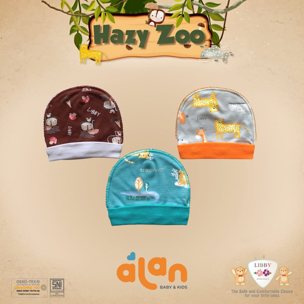 Libby Topi Bulat Hazy Zoo Series - Topi Bayi isi 3