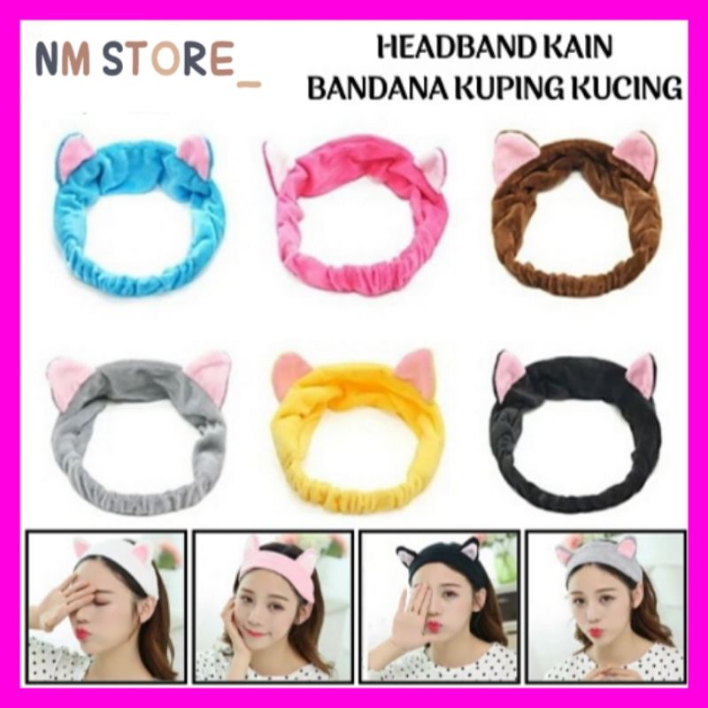 READY STOCK] Bandana Masker / Bando Mandi Facial Headband Hairband Korea Model Pita Kelinci Kucing