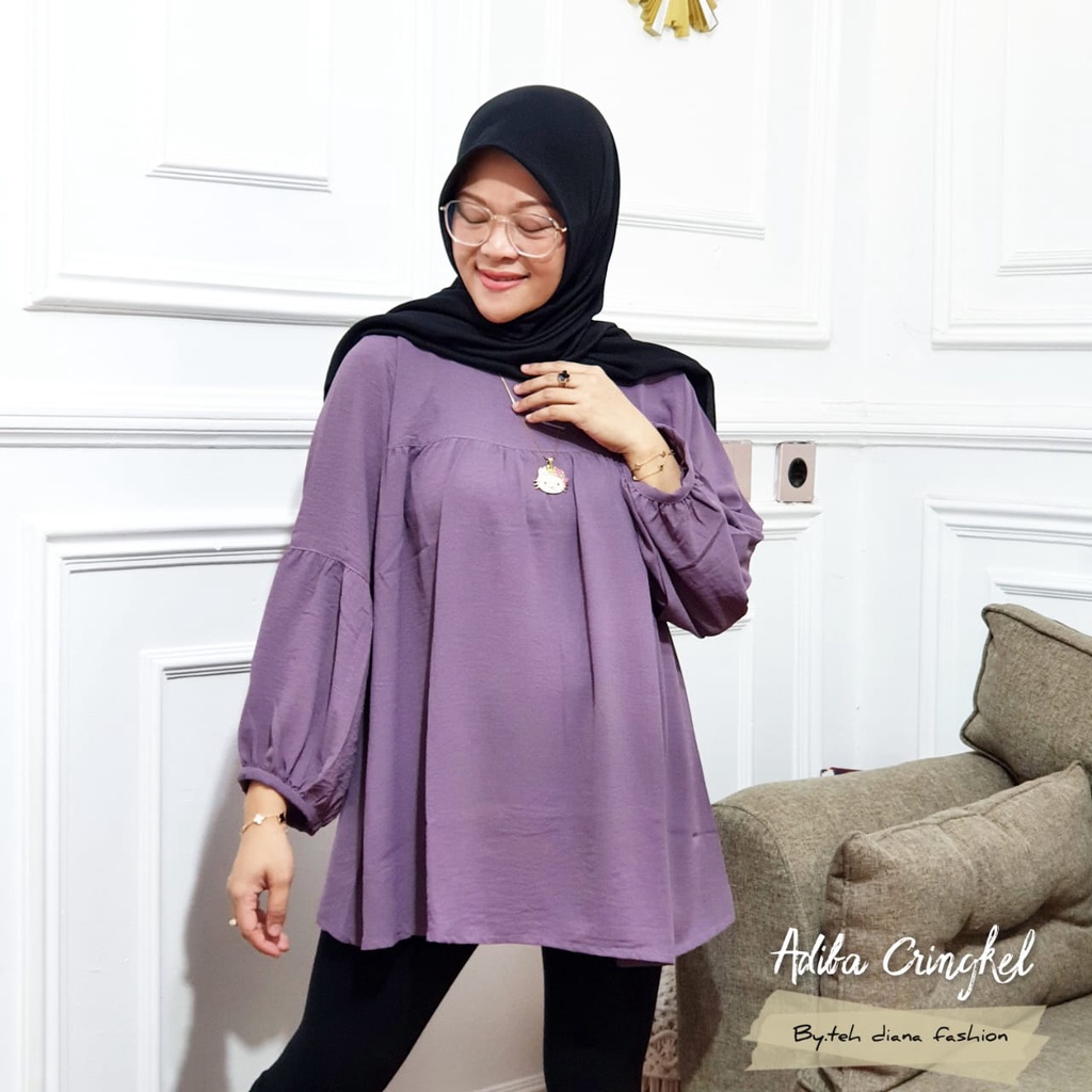 Atasan Wanita Jumbo / Baju Atasan Wanita Jumbo / Blouse Wanita Jumbo Model Adiba Crinkle Ld 124 Cm-2