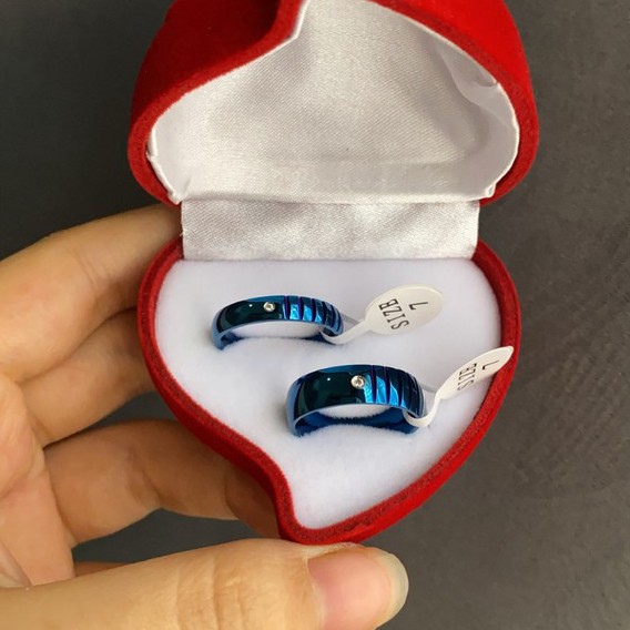 [ BARU ] Cincin Couple Emas / Biru Titanium Couple Ring Tunangan / Nikah / Pasangan / Kawin C074