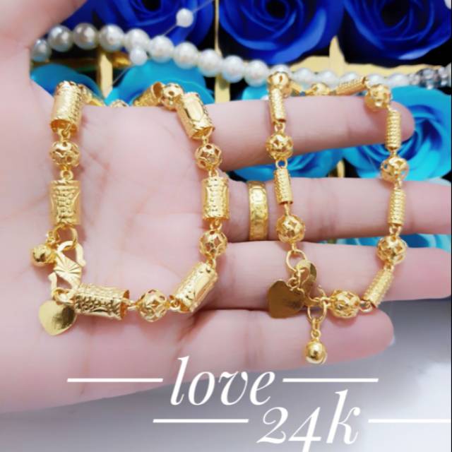 Gelang tangan lapis emas 24k