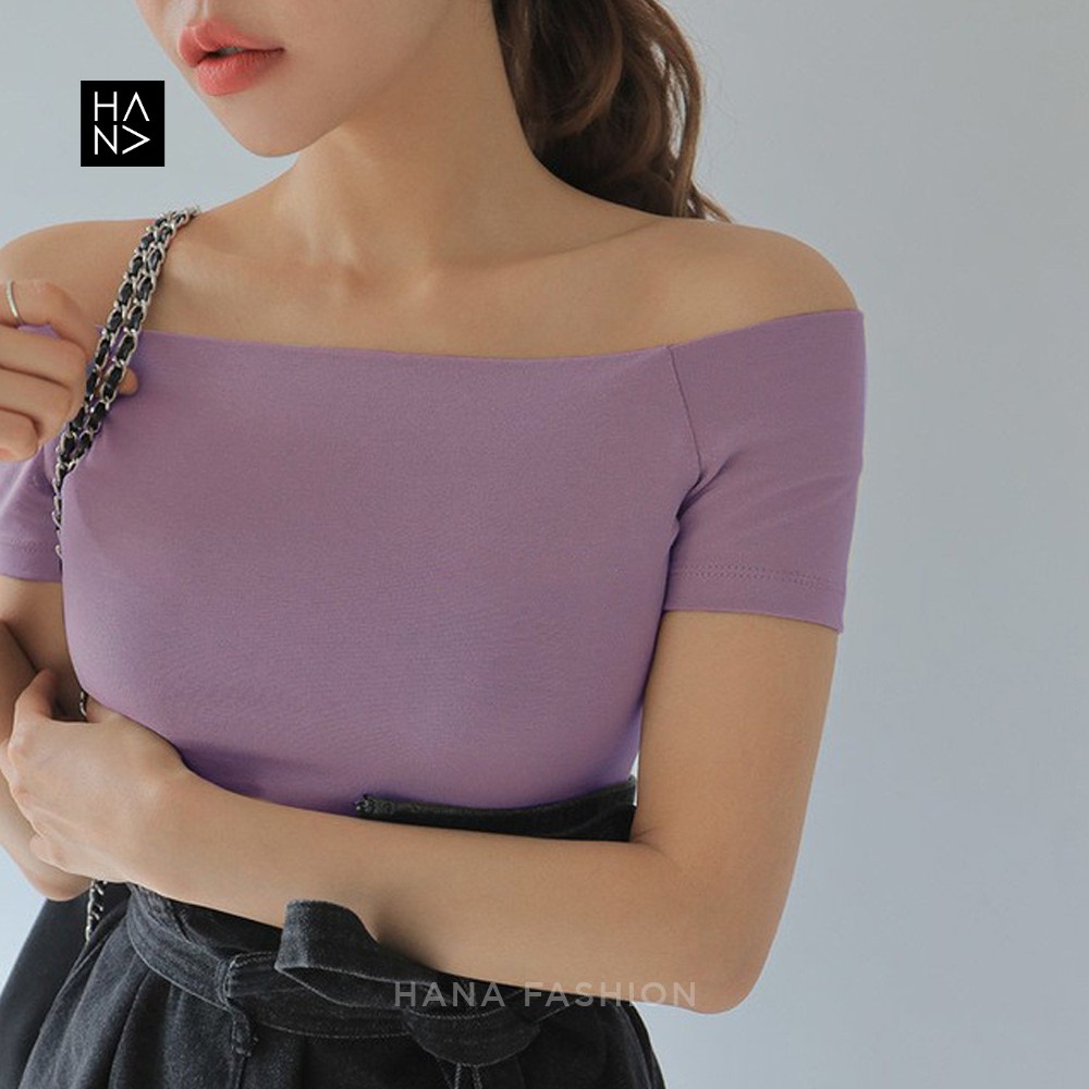 HanaFashion JKT - Kirei Sabrina Crop Top T-Shirt Kaos Pendek Wanita Murah - CT124