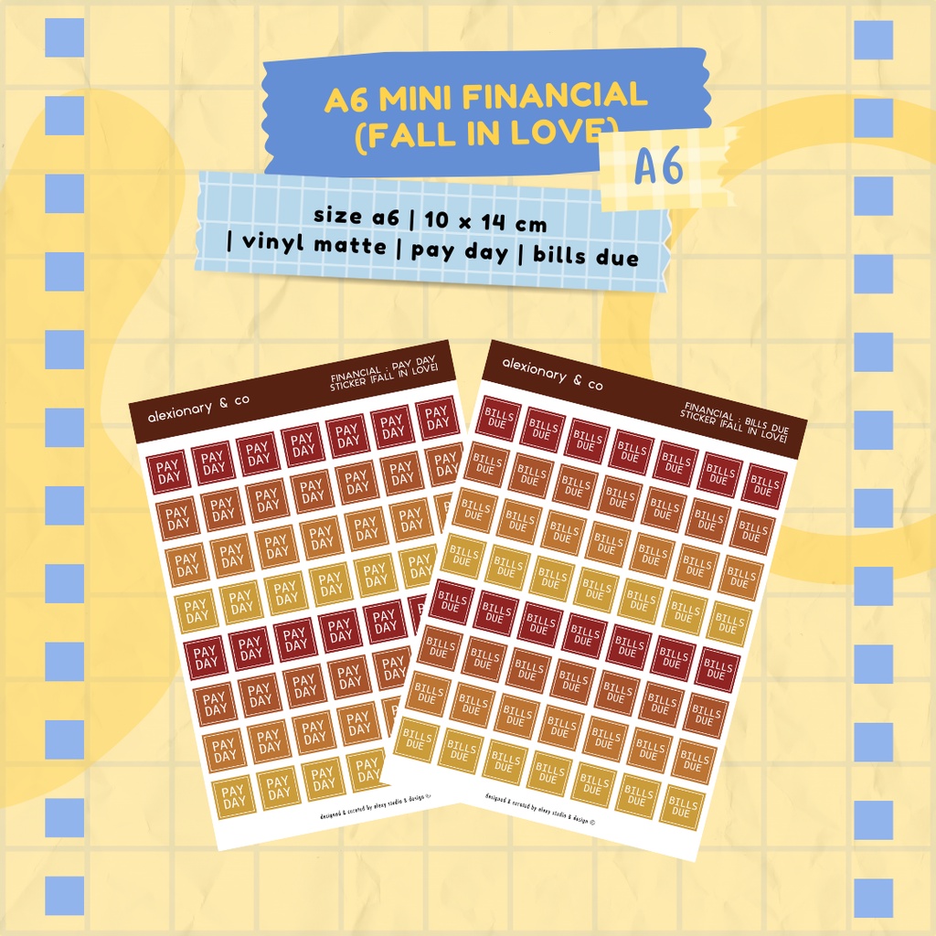 

Journal Planner Mini Financial Sticker [Fall In Love] | A6 10 x 14 CM | stiker murah jurnal scrapbook planner deco cute keuangan tracker