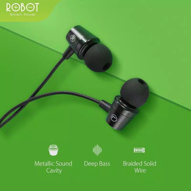 Headset Robot RE101S Wired Headset Wired Earphone Bass