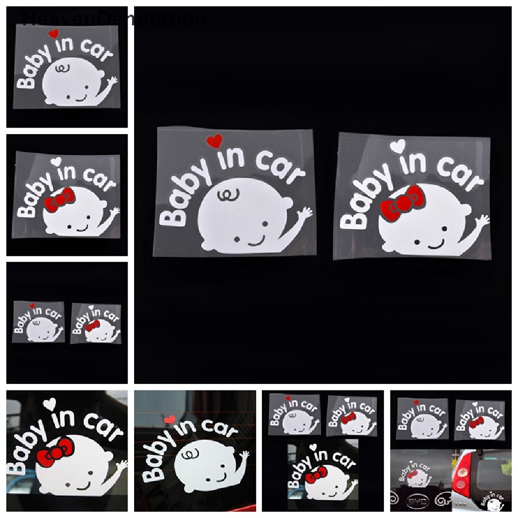 (Heavendenotation) Stiker Reflektif Motif Kartun Bayi Dalam Mobil