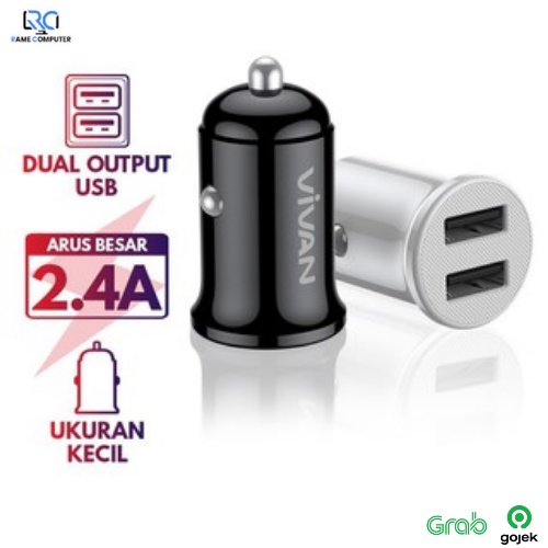 VIVAN VCC01 2.4A Car Charger with 100cm Charging Cable