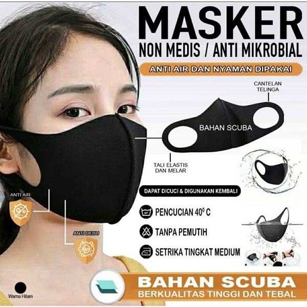 Isi 5 Masker Scuba Model Korea Kualitas Premium / Masker Anti Debu Anti Bakteri Bahan Kain Scuba Washable / Masker Scuba Import High Quality Isi 5