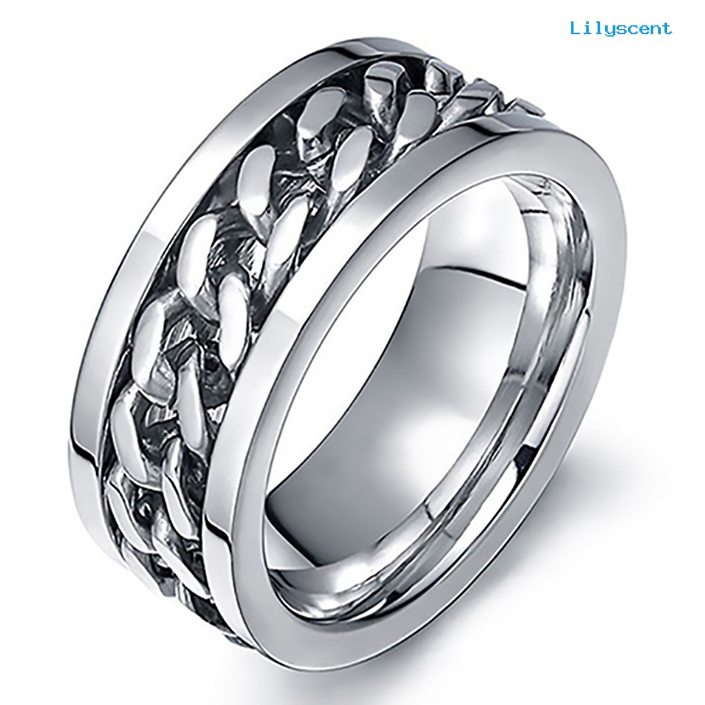 Ls Cincin Rantai Stainless Steel Gaya Punk Untuk Pria / Wanita