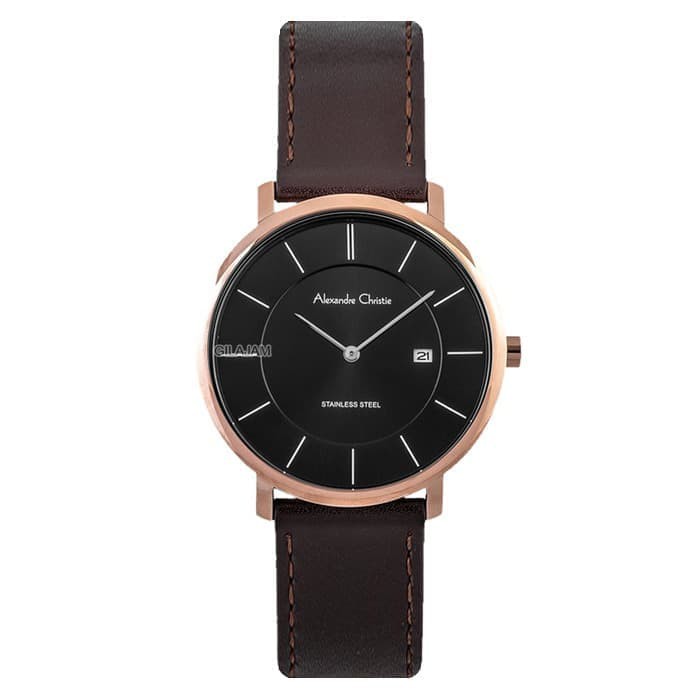ALEXANDRE CHRISTIE AC 8589 LD LRGBA KULIT COKLAT ROSEGOLD WANITA