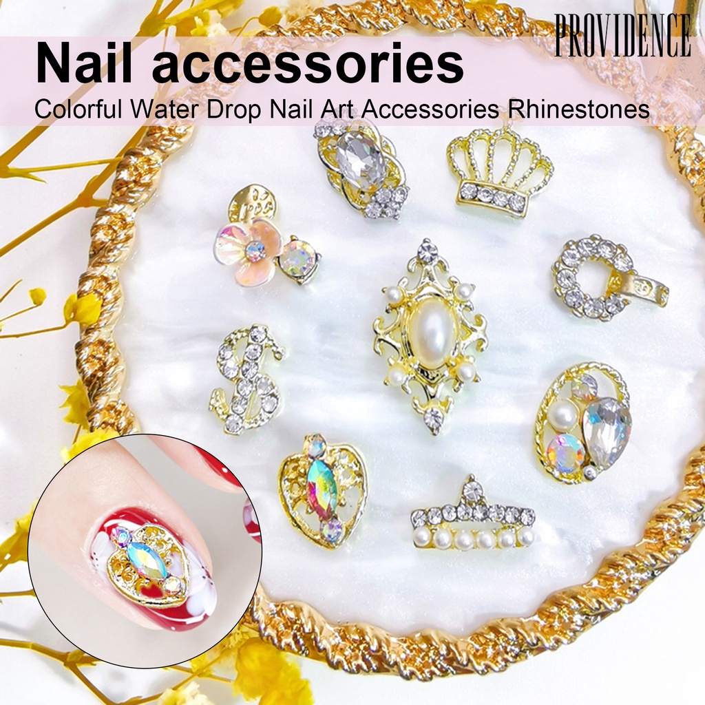 Providence 10pcs / Kantong Berlian Imitasi 3d Aneka Bentuk Bahan Alloy Untuk Dekorasi Nail Art / Manicure Diy