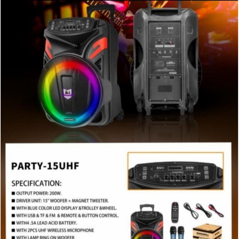 Speaker aktif hardwell Party 15 portable bluetooth active 15 inch party15