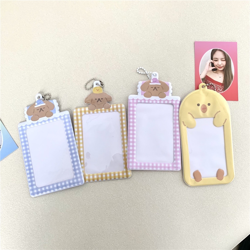 Holder Kartu Idolfoto Motif Beruang Lucu Bahan PVC Dengan Gantungan Kunci