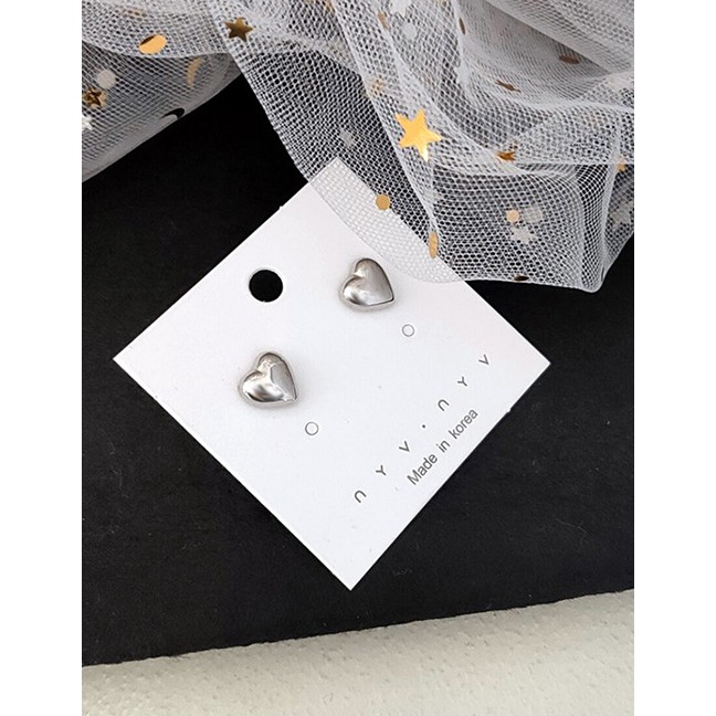 LRC Anting Tusuk Fashion Silver Peach Heart Earrings F48839