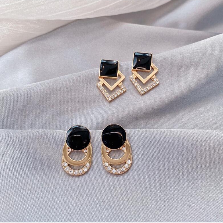 925 jarum perak geometris lingkaran anting-anting wanita Korea online influencer anting-anting Bahas