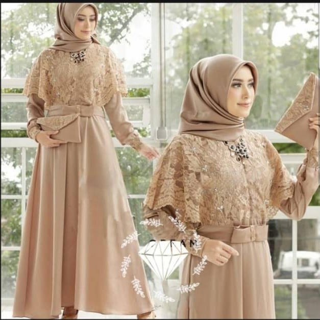 GAMIS BRUKAT KEBAYA TILE MAXY DRESS BUSUI WANITA MUSLIM BROKAT MOSCREPE MURAH NADINE MAXY LEBARAN