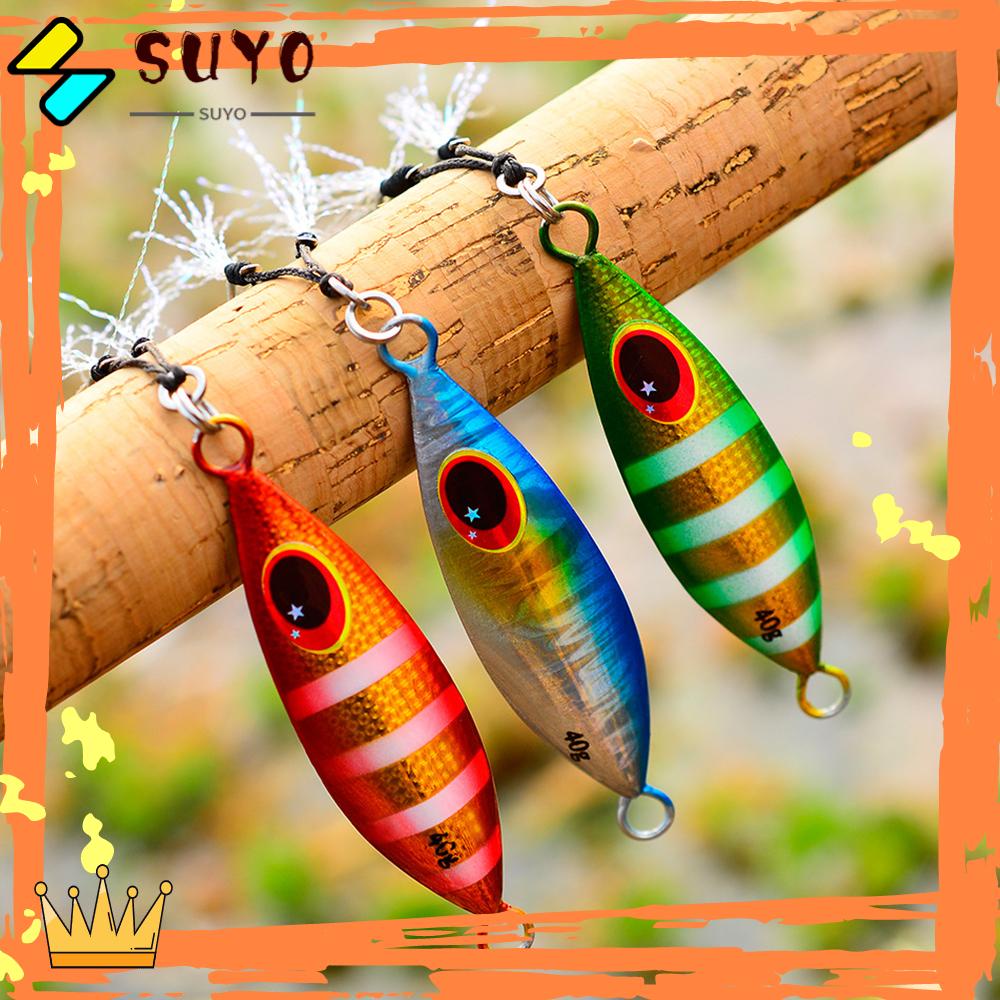 Suyo Umpan Pancing Bentuk Ikan Bahan Metal Dengan Bulu Warnawarni