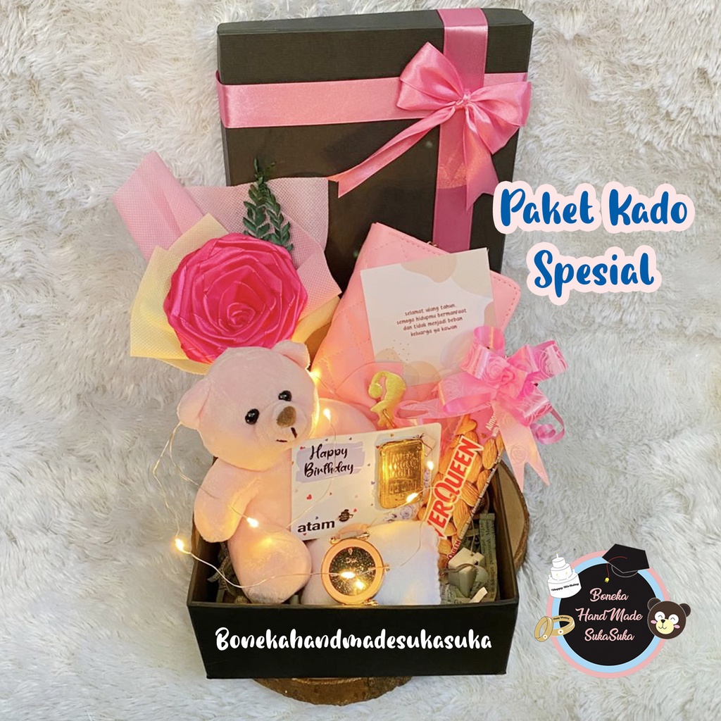 KADO ULANG TAHUN CEWEK HAMPERS COKLAT DOMPET JAM TANGAN BUKET BUNGA CUSTOM HADIAH ANNIVERSARY HADIAH