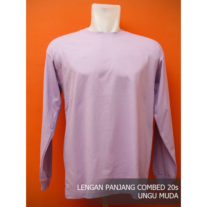 Download Lengan Panjang Manset UNGU MUDA Kaos Oneck UNISEX Polos baju cowok cewek size M ML L XL XXL ...