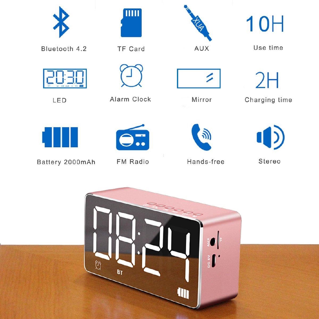 Led Alarm Clock With Bluetooth Speaker And Fm Radio Stereo Sound Speaker Built In Tf Card Led Nightstand Clock Shopee Indonesia