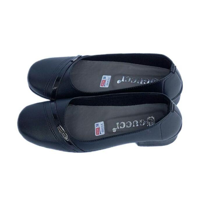 Paling Dicari.. Sepatu wanita pantofel hitam polos gucci hak 3cm // sepatu cewek pantofel hitam form