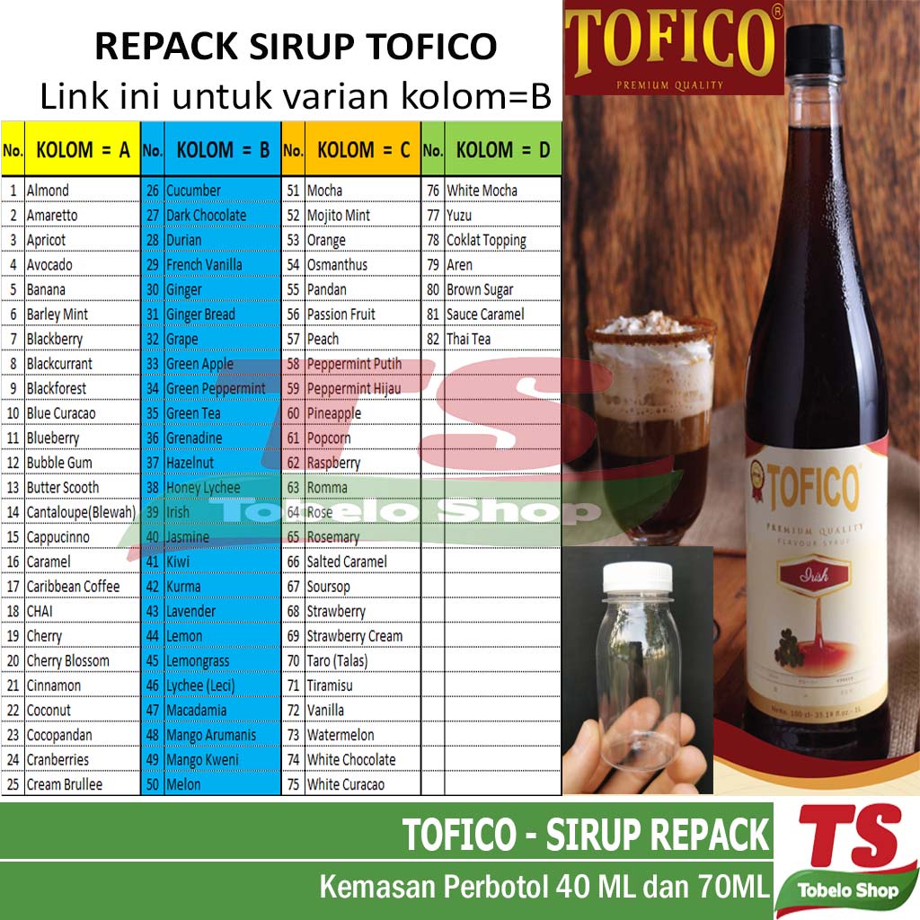 

TOFICO SIRUP KEMASAN REPACK 26-50 / TOFICO SYRUP / SYRUP TOFICO / TOFICO SIRUP PREMIUM