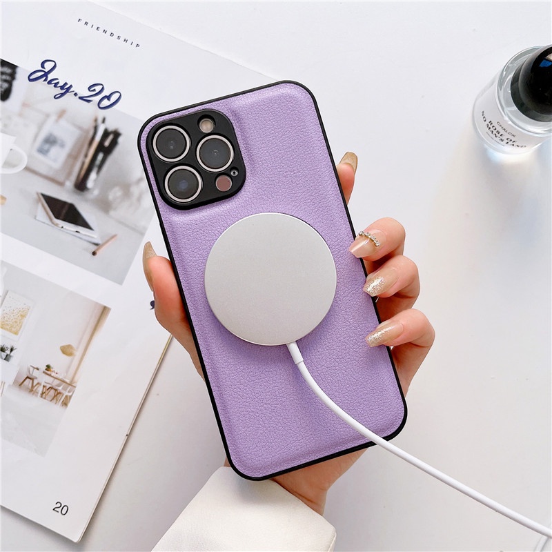 Case Magnetik Shockproof Tekstur Litchi Cover IPhone 11 12 13 14 Pro Max X XS XR