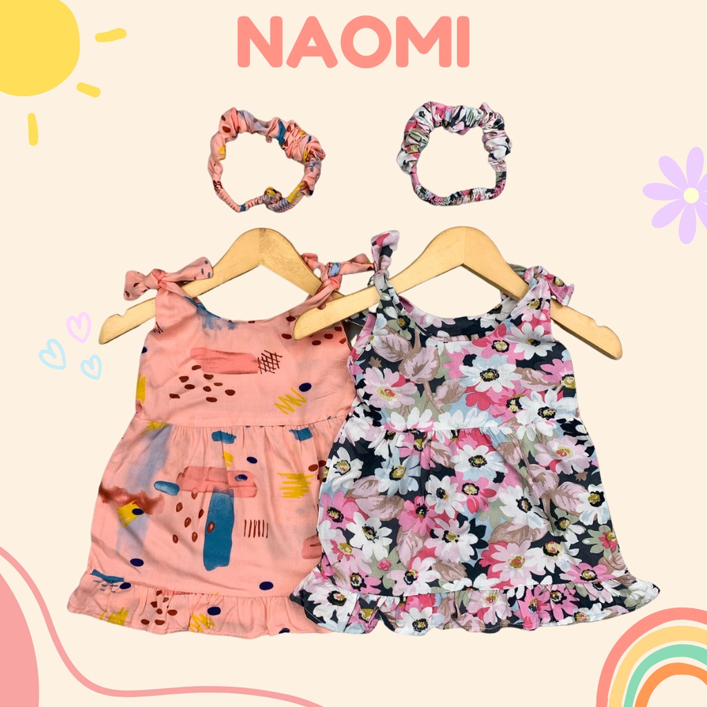 3-18 BLN DRESS BAYI PEREMPUAN NAOMI DRESS BAYI RAYON DRESS HARIAN FREE HEADBAND BY BAJUANAKKANAYA