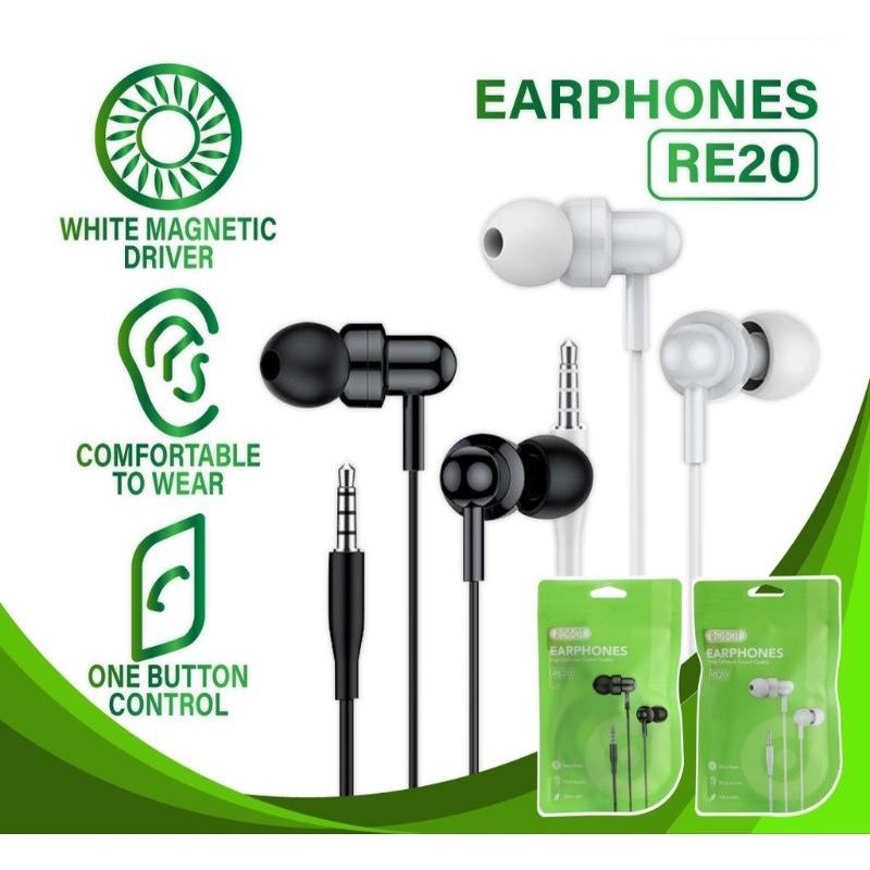 Headset Robot RE-20 Handsfree mic earphone