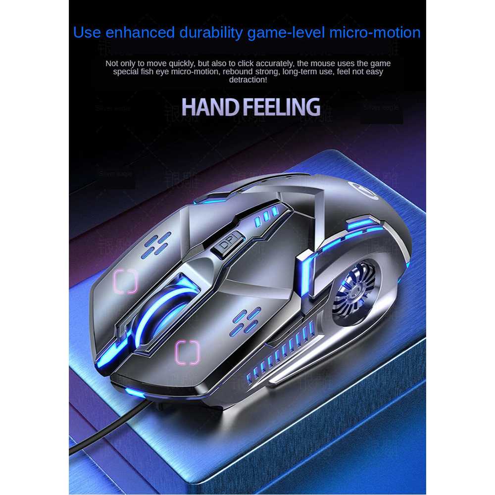 Silver Eagle Mouse Gaming LED RGB 3200 DPI Silent Version - G5 ( Al-Yusi )