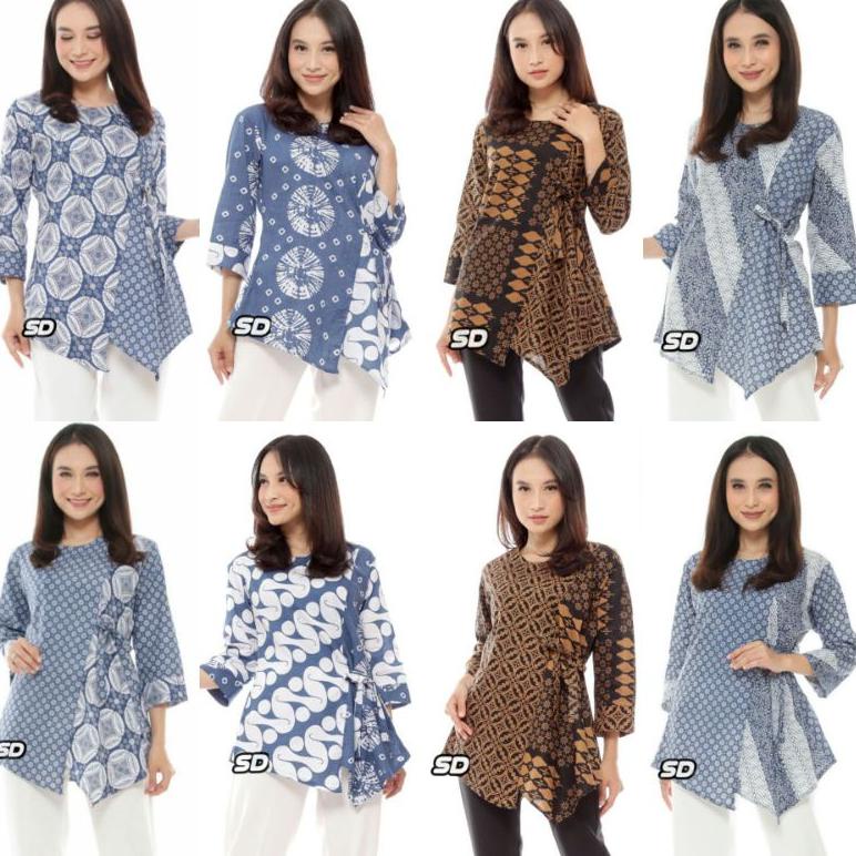 LBB.26Au22ᵁ– ORI ATASAN BLUS BATIK WANITA MODERN HALUS DOLBY KOMBINASI BROKAT POLOS