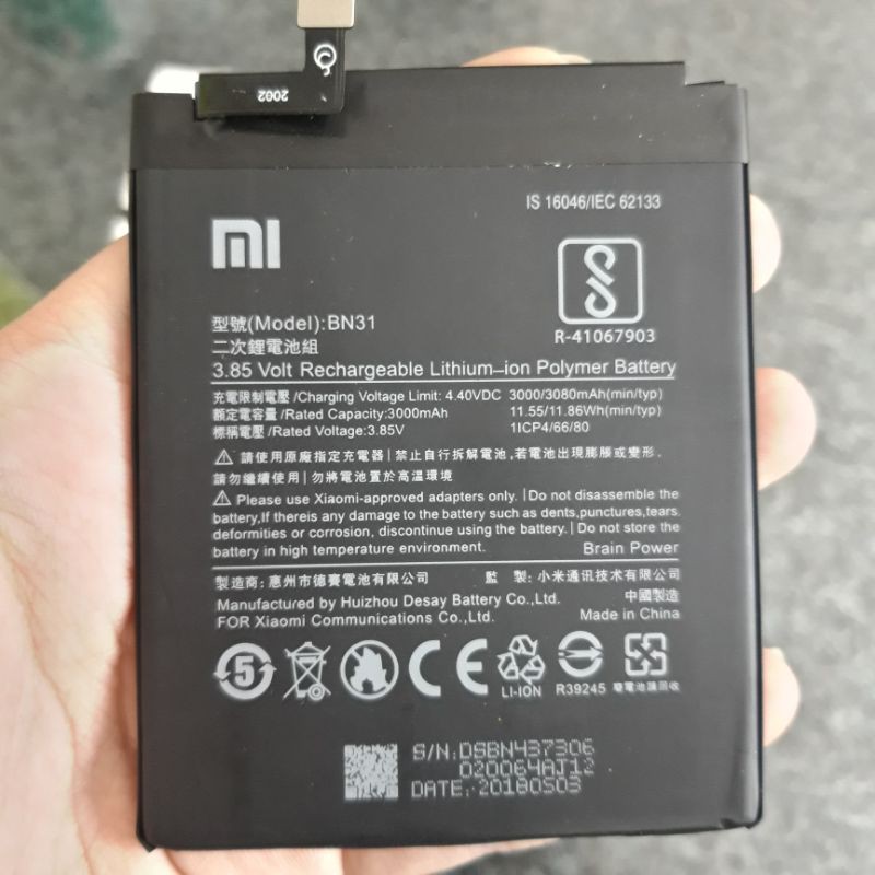 Battery Baterai Redmi 5X Note 5A S2 BN31 Kualitas Ori