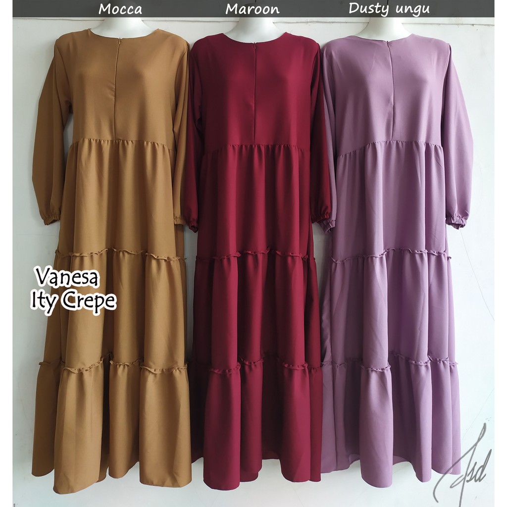 Gamis Susun SERI 2/ Dress Susun Ity Crepe 46 Basicc Susun Rempel