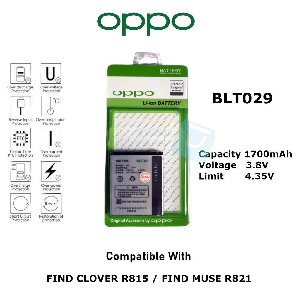 (TWS) Batre Battery Baterai Original Oppo BLT029 / Find Clover R815 / Find Muse R821