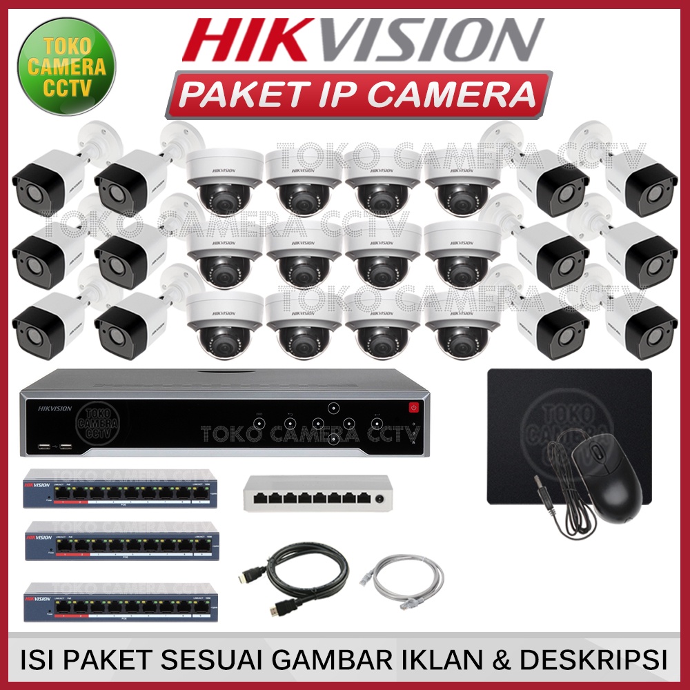 PAKET IP CAMERA HIKVISION 4MP 32 CHANNEL 24 KAMERA